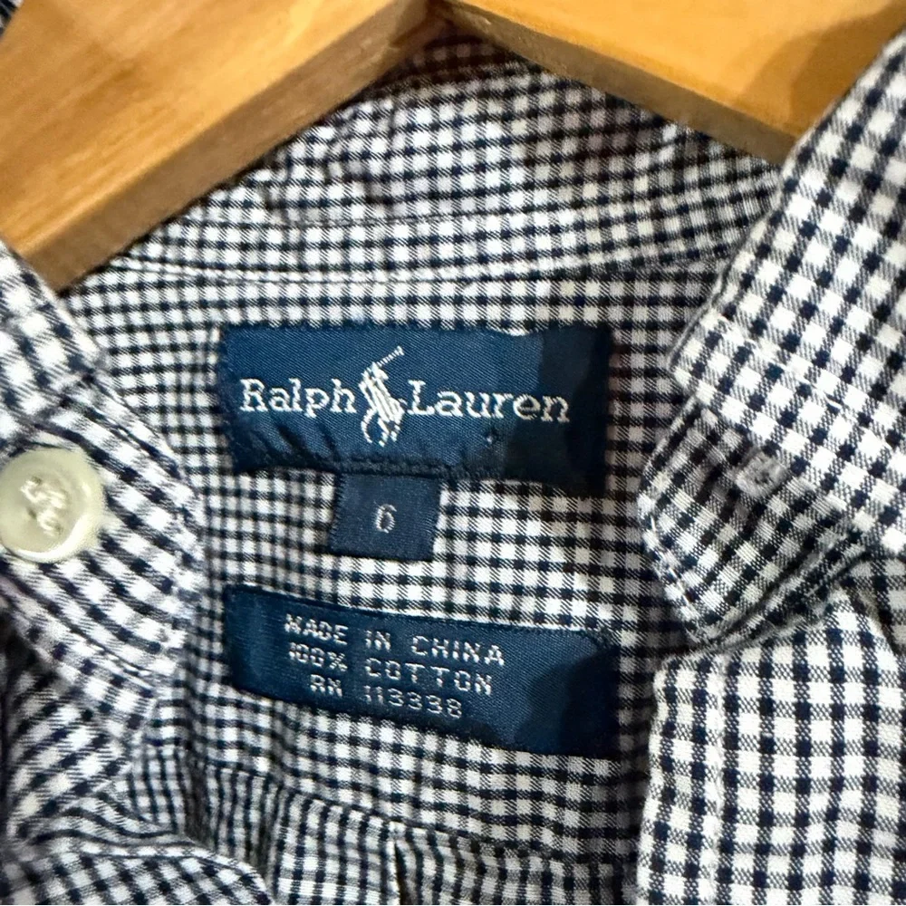 Ralph Lauren Navy Checkered Kids Button Down Shirt